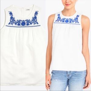 J. Crew Floral Embroidered Shell Tank
